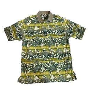 Tommy Bahama vintage polo green and yellow flowers medium